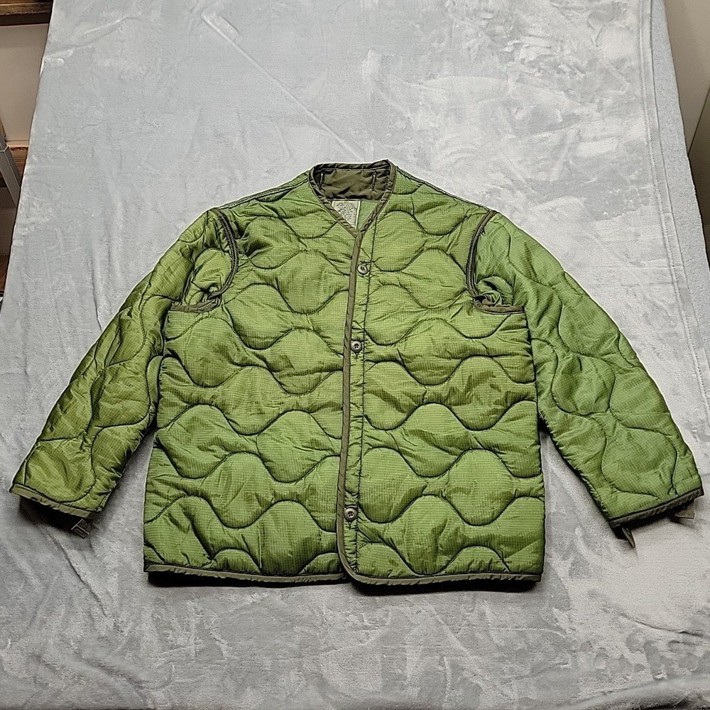 VTG Military Jacket Mens Medium Green M65 Field Coat Liner Quilted Made In USA